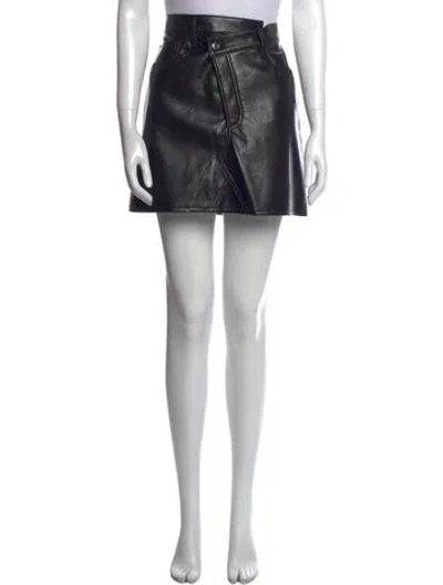 Pre-owned Agolde Leather Mini Skirt In Black