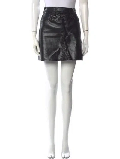 Pre-owned Agolde Leather Mini Skirt In Black