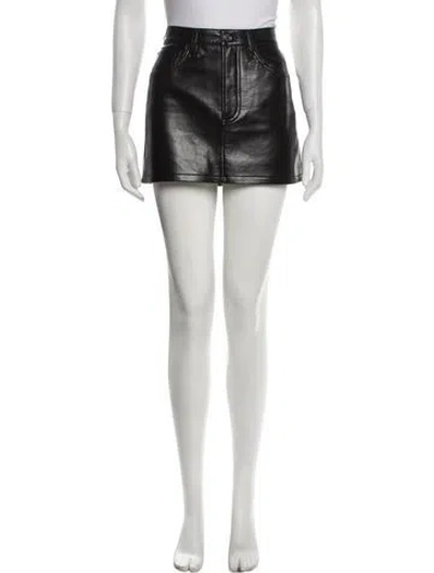 Pre-owned Agolde Leather Mini Skirt In Black