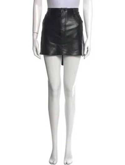 Pre-owned Agolde Leather Mini Skirt In Black
