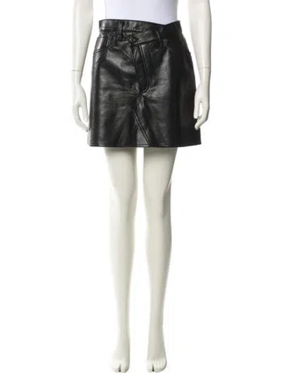 Pre-owned Agolde Leather Mini Skirt In Black
