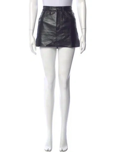 Pre-owned Agolde Leather Mini Skirt In Black