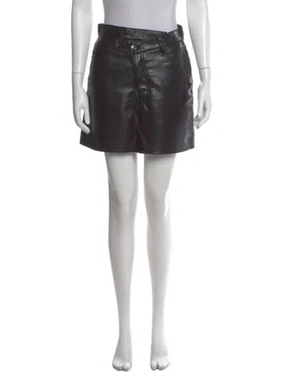 Pre-owned Agolde Leather Mini Skirt In Black