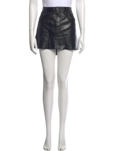 Pre-owned Agolde Leather Mini Skirt In Black