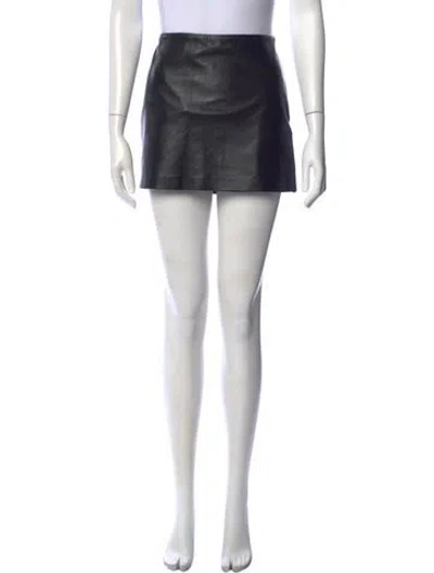 Pre-owned Agolde Leather Mini Skirt In Black