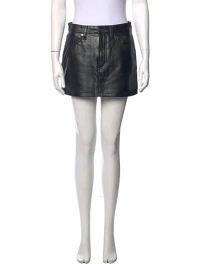 Pre-owned Agolde Leather Mini Skirt In Black