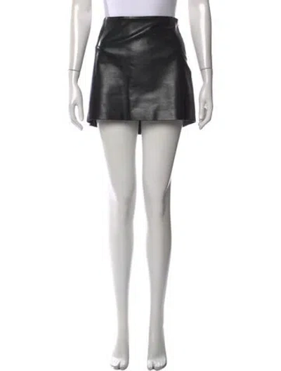 Pre-owned Agolde Leather Mini Skirt In Black