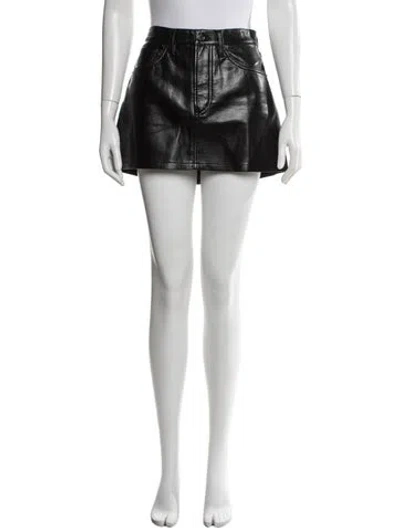 Pre-owned Agolde Leather Mini Skirt In Black
