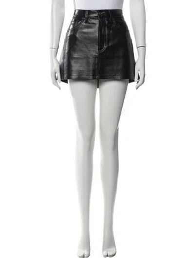 Pre-owned Agolde Leather Mini Skirt In Black