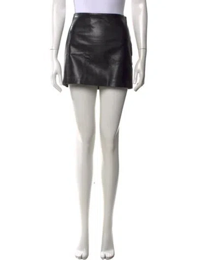 Pre-owned Agolde Leather Mini Skirt In Black