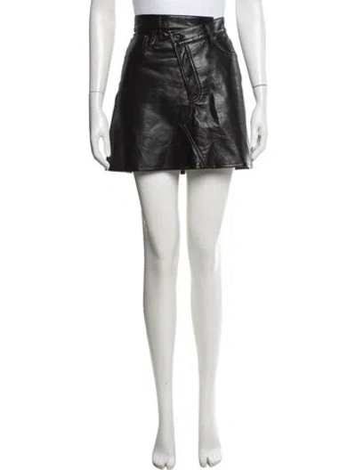 Pre-owned Agolde Leather Mini Skirt In Black