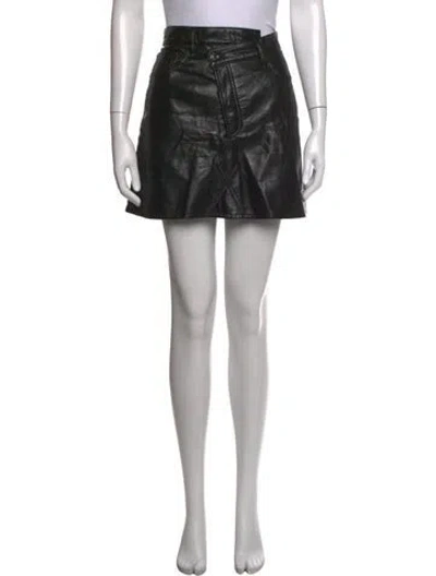 Pre-owned Agolde Leather Mini Skirt In Black