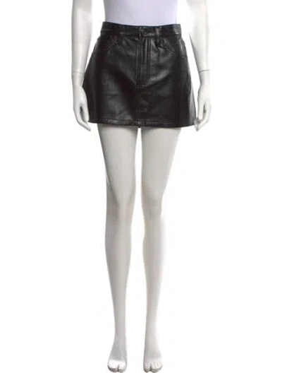 Pre-owned Agolde Leather Mini Skirt In Black