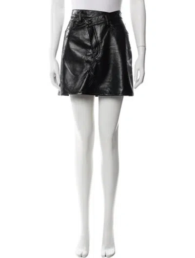 Pre-owned Agolde Leather Mini Skirt In Blue