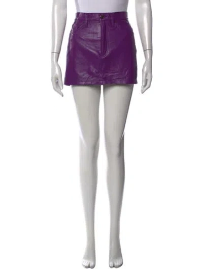Pre-owned Agolde Leather Mini Skirt In Purple