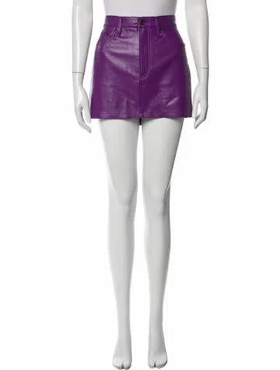 Pre-owned Agolde Leather Mini Skirt W/ Tags In Purple