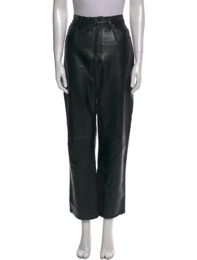 Pre-owned Agolde Leather Straight Leg Pants In Black
