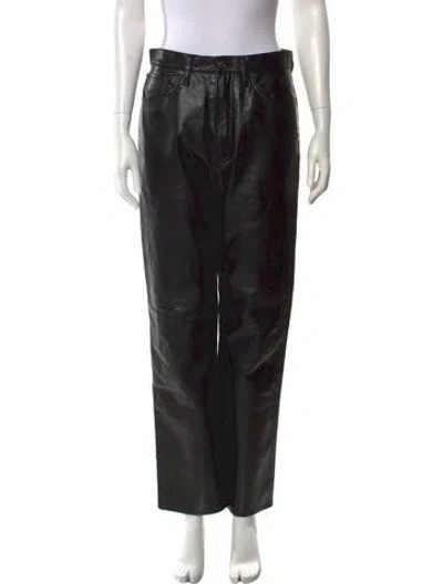 Pre-owned Agolde Leather Straight Leg Pants In Black