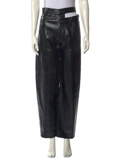 Pre-owned Agolde Leather Straight Leg Pants In Black