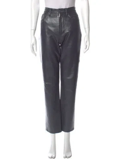 Pre-owned Agolde Leather Straight Leg Pants In Black