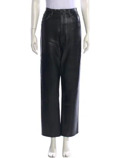 Pre-owned Agolde Leather Straight Leg Pants In Black