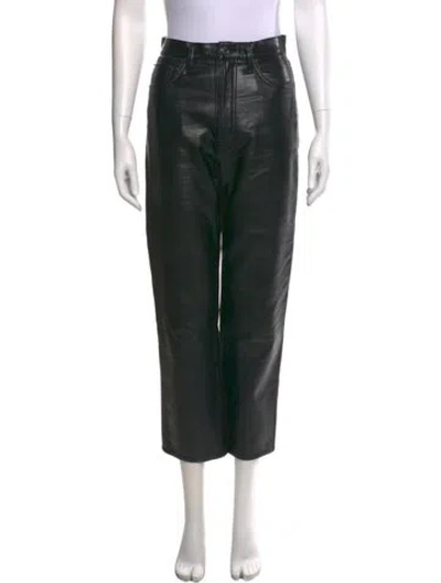 Pre-owned Agolde Leather Straight Leg Pants In Black