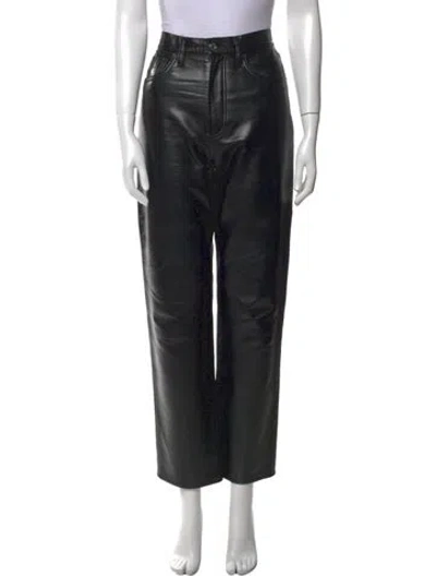 Pre-owned Agolde Leather Straight Leg Pants In Black