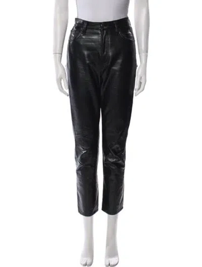 Pre-owned Agolde Leather Straight Leg Pants In Black