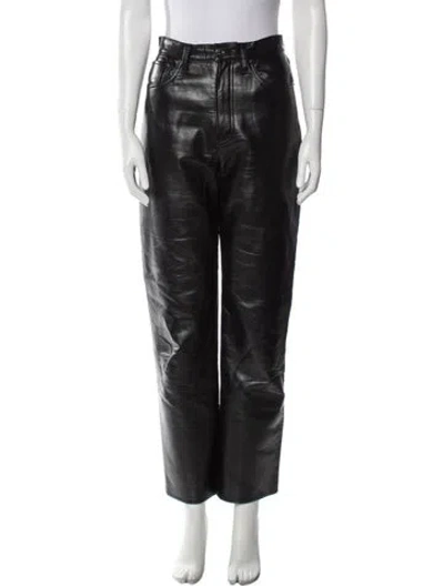 Pre-owned Agolde Leather Straight Leg Pants In Black