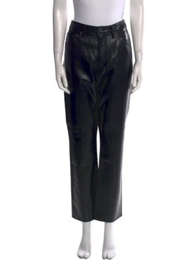 Pre-owned Agolde Leather Straight Leg Pants In Black