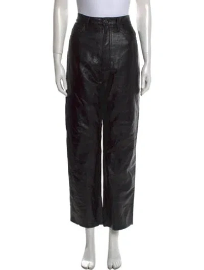 Pre-owned Agolde Leather Straight Leg Pants In Black