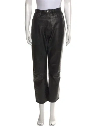 Pre-owned Agolde Leather Straight Leg Pants In Black