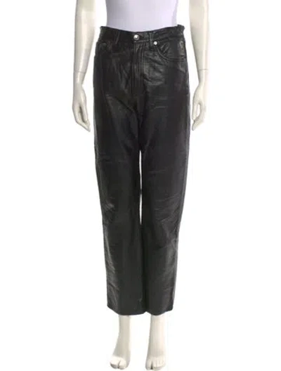 Pre-owned Agolde Leather Straight Leg Pants In Black