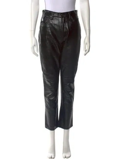 Pre-owned Agolde Leather Straight Leg Pants In Black