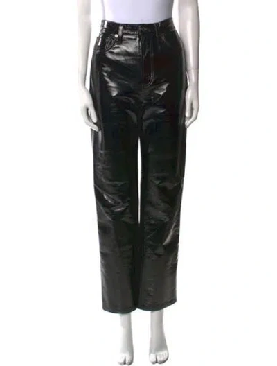 Pre-owned Agolde Leather Straight Leg Pants In Black