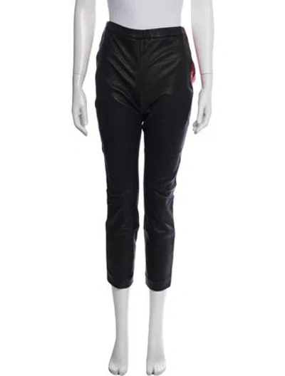 Pre-owned Agolde Leather Straight Leg Pants In Black