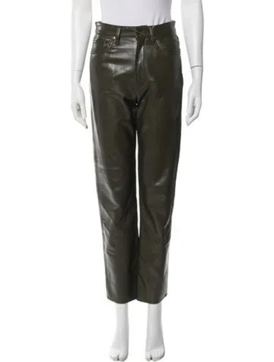 Pre-owned Agolde Leather Straight Leg Pants In Black