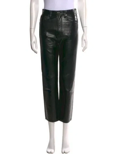 Pre-owned Agolde Leather Straight Leg Pants In Black