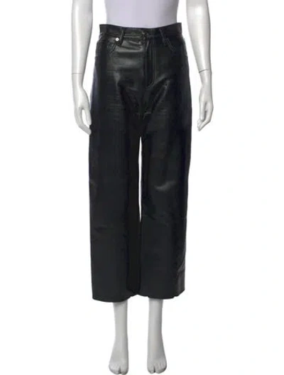 Pre-owned Agolde Leather Straight Leg Pants In Black