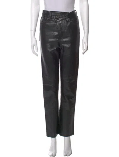 Pre-owned Agolde Leather Straight Leg Pants In Black