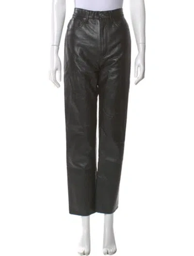 Pre-owned Agolde Leather Straight Leg Pants In Black