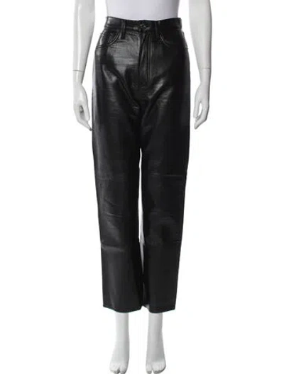 Pre-owned Agolde Leather Straight Leg Pants In Black
