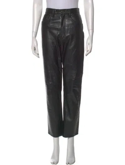 Pre-owned Agolde Leather Straight Leg Pants In Black