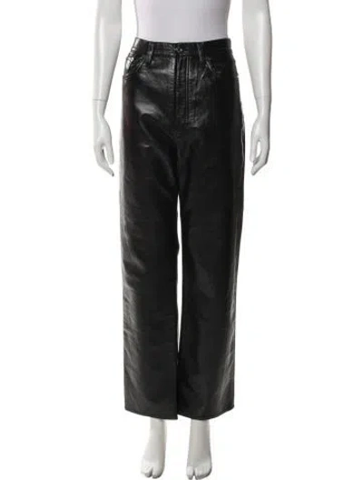 Pre-owned Agolde Leather Straight Leg Pants In Black