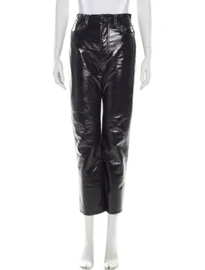 Pre-owned Agolde Leather Straight Leg Pants In Black
