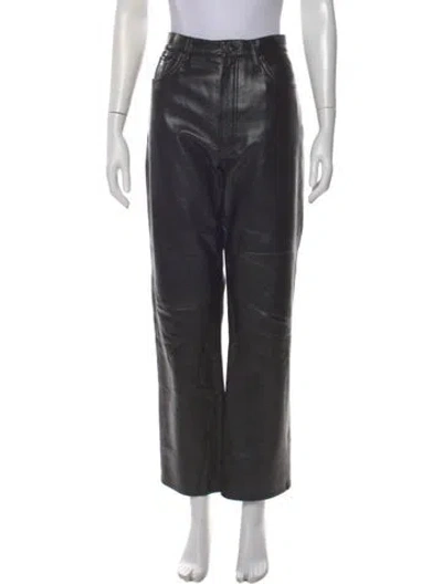 Pre-owned Agolde Leather Straight Leg Pants In Black