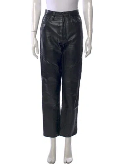 Pre-owned Agolde Leather Straight Leg Pants In Black