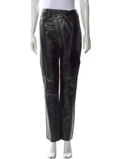 Pre-owned Agolde Leather Straight Leg Pants In Black