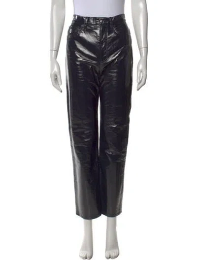 Pre-owned Agolde Leather Straight Leg Pants In Black