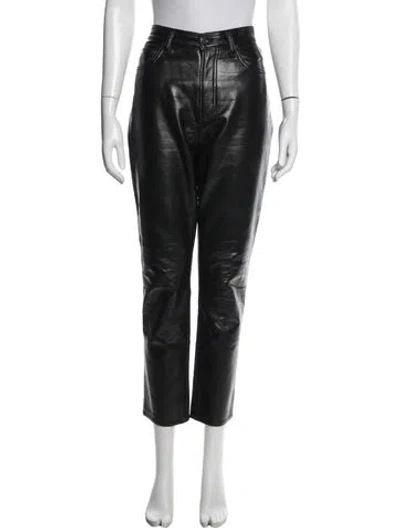 Pre-owned Agolde Leather Straight Leg Pants In Black
